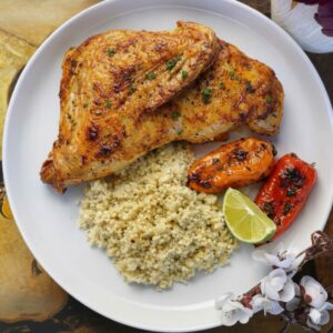 Pollo Asado con Cuscús y Pimientos a la Parrilla